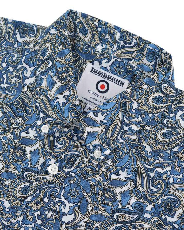 Lambretta S/S Paisley Shirt White/Blue