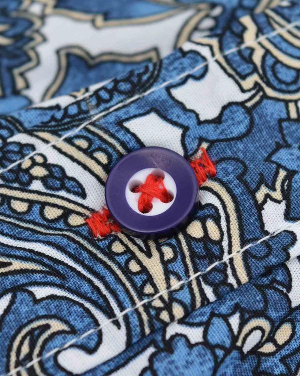 Lambretta S/S Paisley Shirt White/Blue
