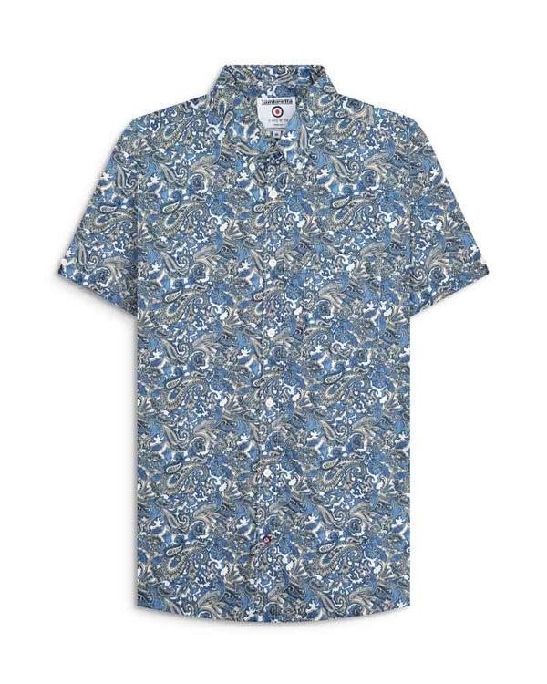 lambretta S/S Paisley Shirt White/Blue