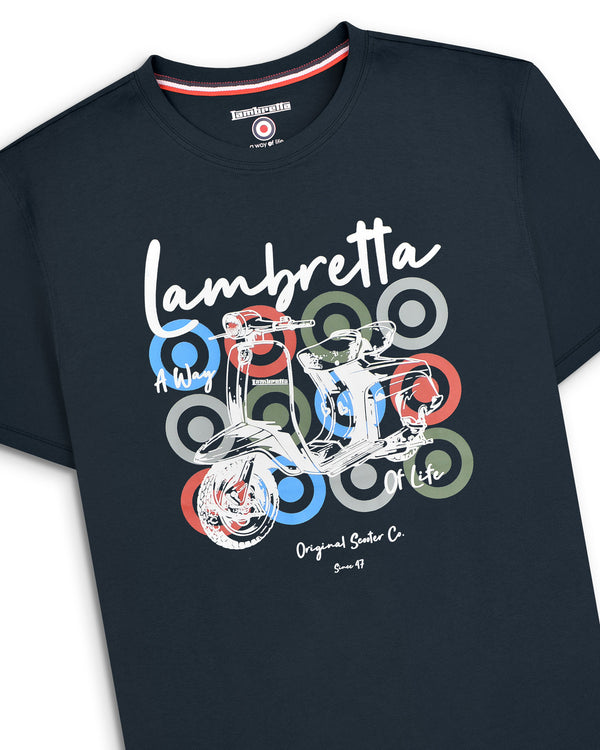 Lambretta Scooter Brand Tee Navy
