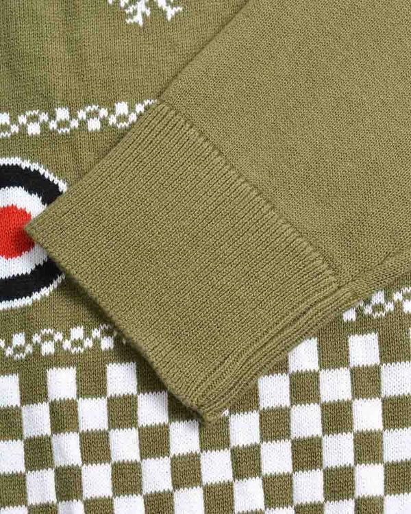 Lambretta Scooter Christmas Jumper Khaki