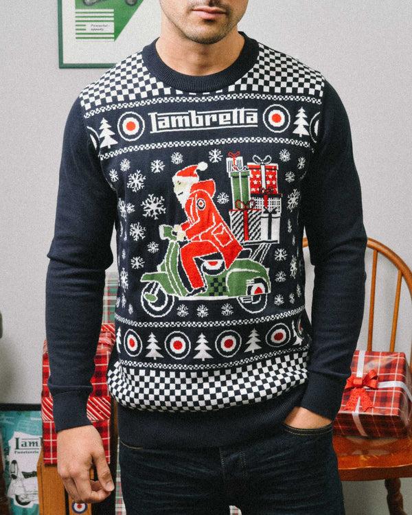 Lambretta Scooter Christmas Jumper Navy