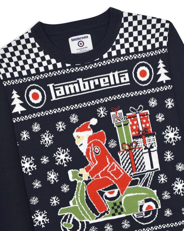 Lambretta Scooter Christmas Jumper Navy