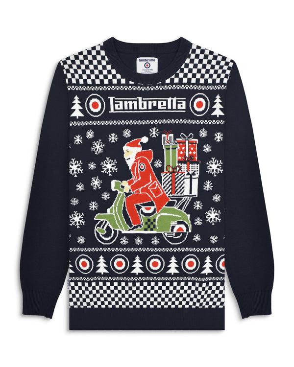 lambretta Scooter Christmas Jumper Navy
