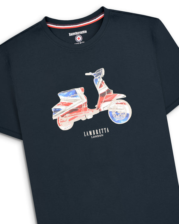 Lambretta Scooter Flag Tee Navy