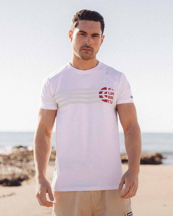 Lambretta Scooter Stripe Tee White