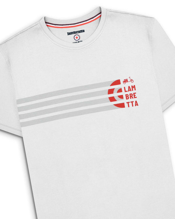 Lambretta Scooter Stripe Tee White
