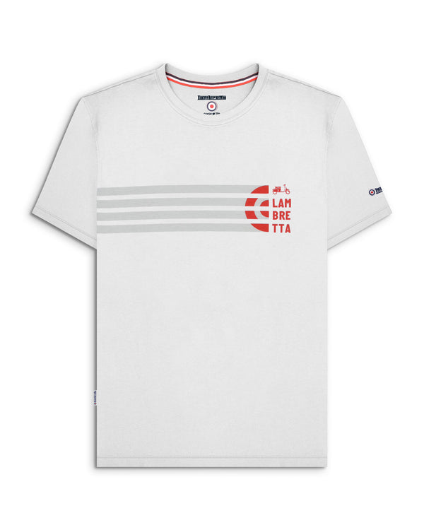 lambretta Scooter Stripe Tee White