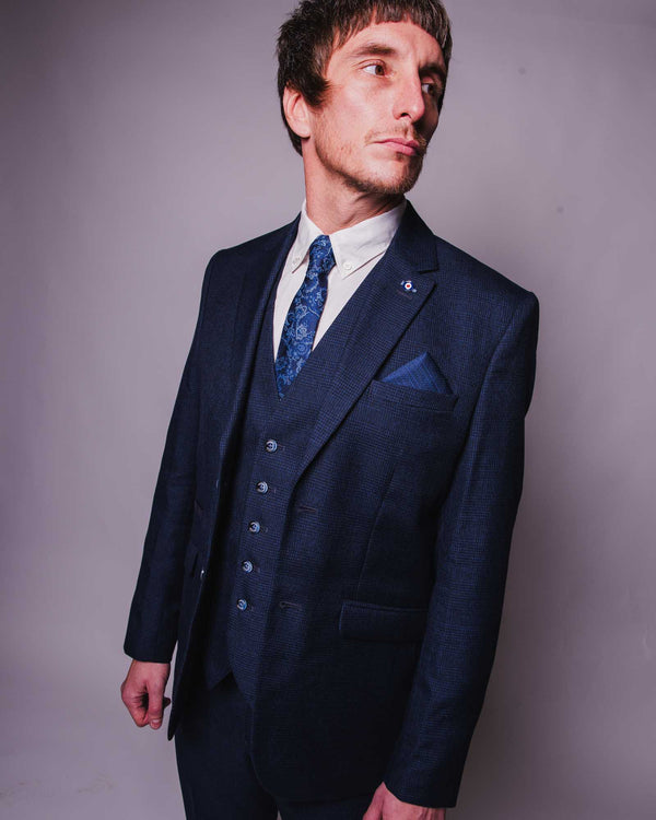 Lambretta Spencer Self Check Waistcoat Navy