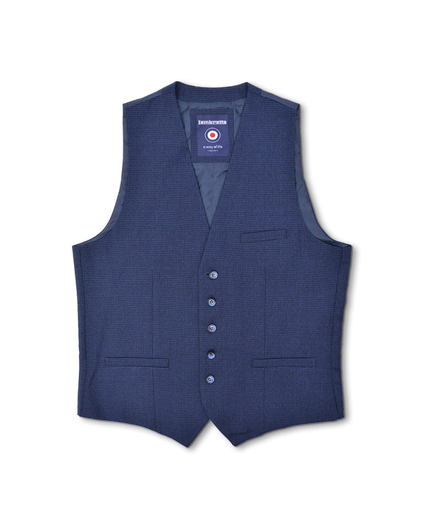 lambretta Spencer Self Check Waistcoat Navy