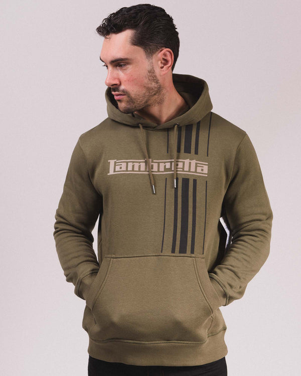 Lambretta Stripe Hoodie Khaki