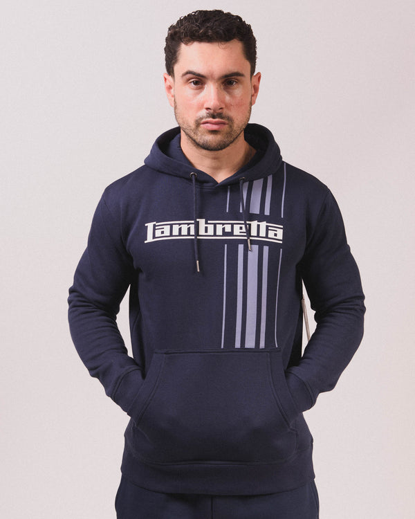 Lambretta Stripe Hoodie Navy