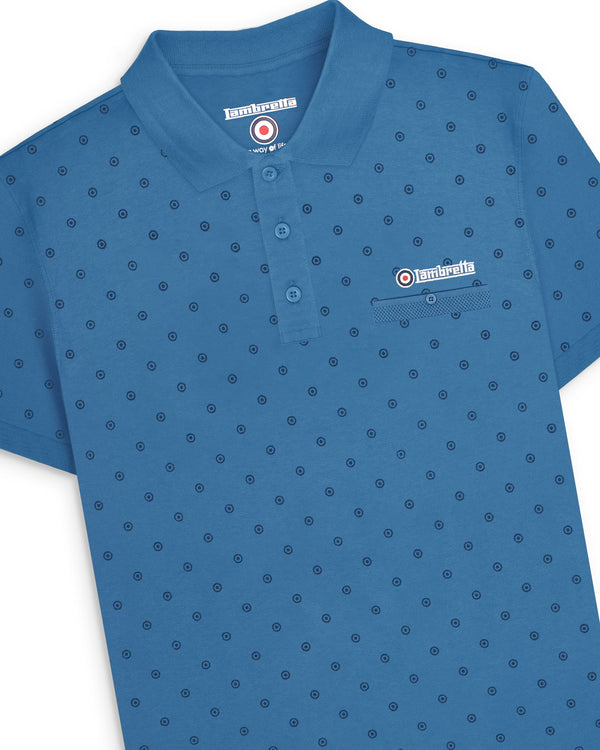 Lambretta Target AOP Premium Polo Dark Blue/Navy