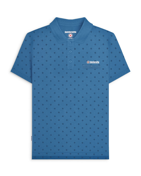 lambretta Target AOP Premium Polo Dark Blue/Navy