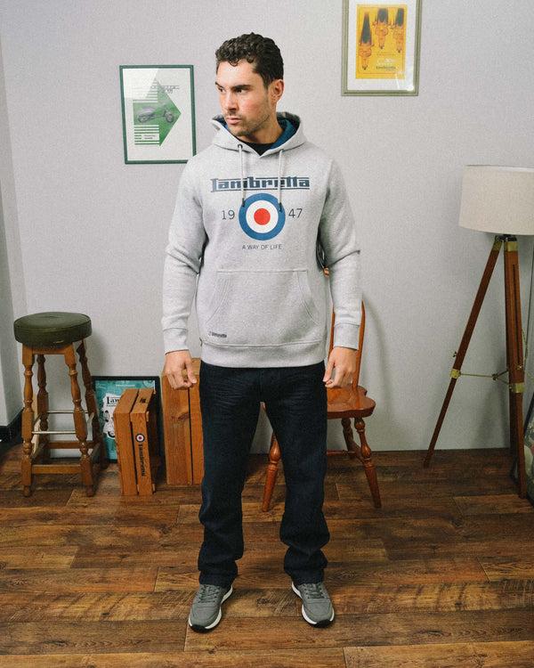 Lambretta Target Hoodie Grey Marl