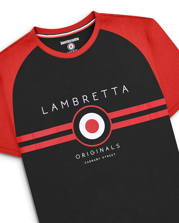Lambretta Target Raglan Tee Black