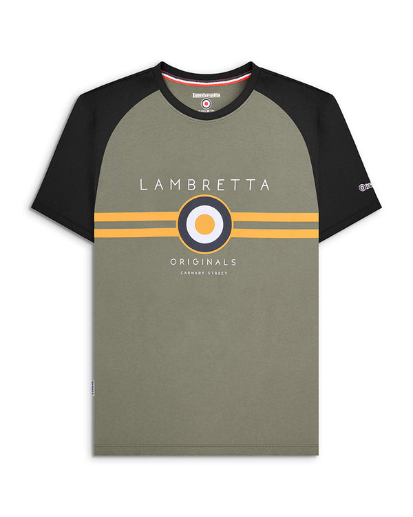 lambretta Target Raglan Tee Khaki/Black/Gold