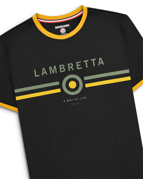 Lambretta Target Ringer Tee Black/Gold
