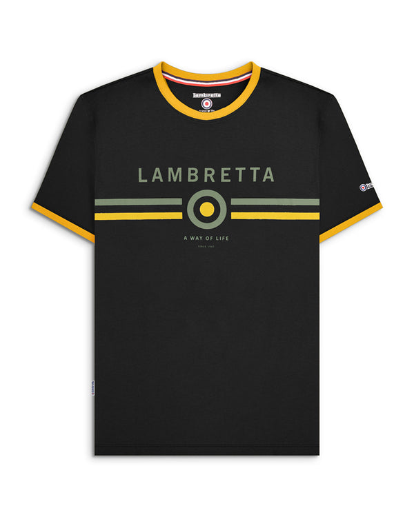 lambretta Target Ringer Tee Black/Gold