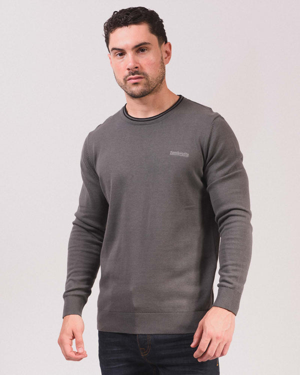 Lambretta Tipped Knitted Jumper Iron/Black