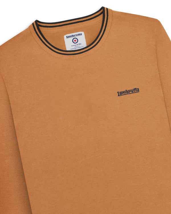 Lambretta Tipped Knitted Jumper Tobacco/Navy