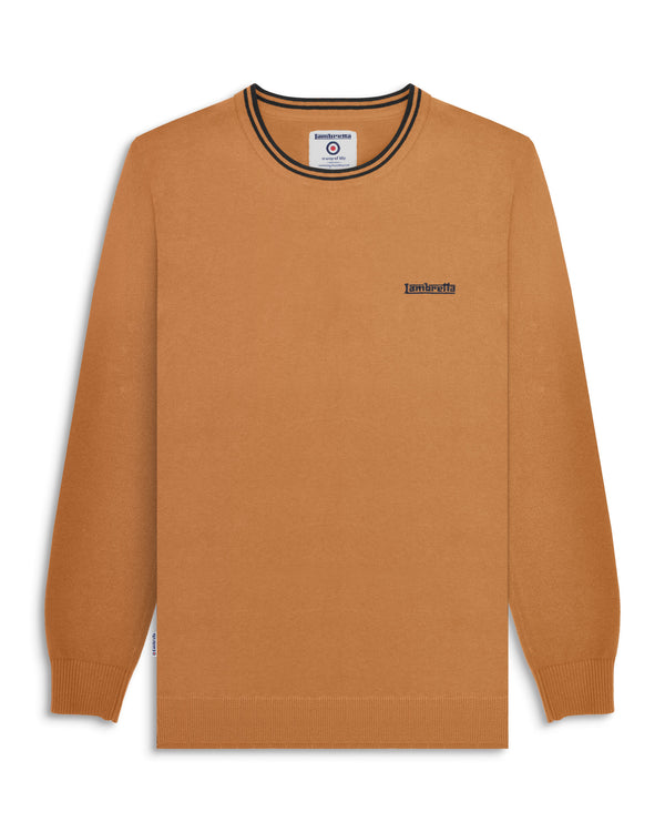 lambretta Tipped Knitted Jumper Tobacco/Navy