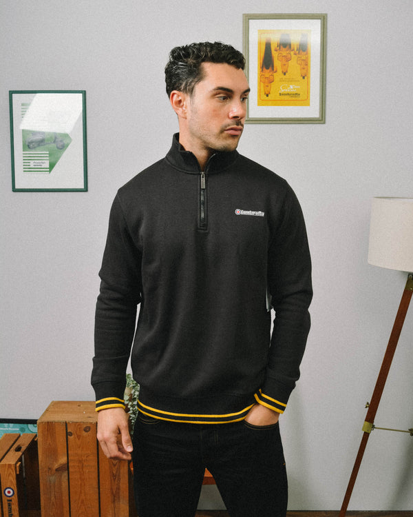 Lambretta Tipped Quarter Zip Sweat Black/Gold