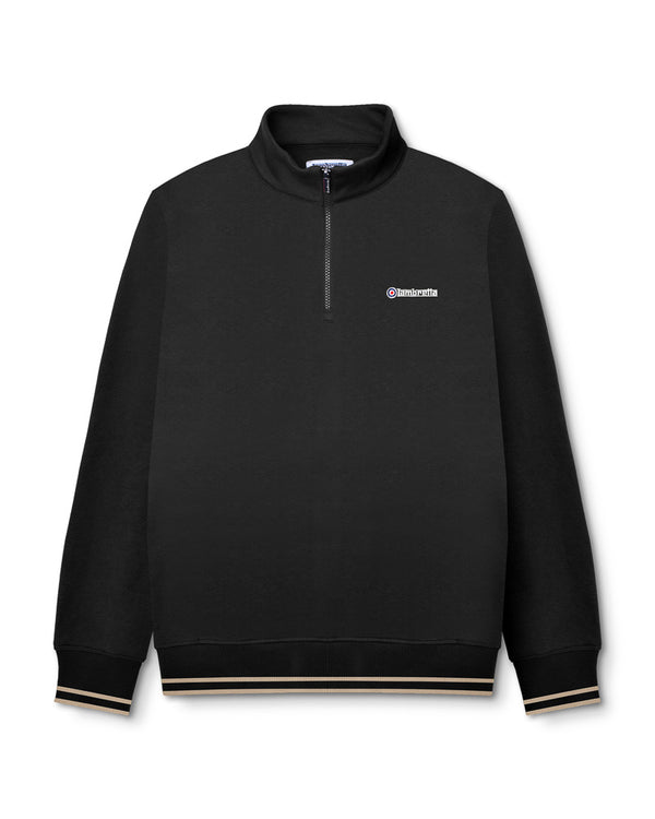 lambretta Tipped Quarter Zipped Sweat Black/Stone