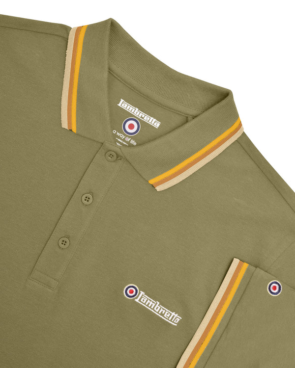 Lambretta Triple Tipped Polo Khaki