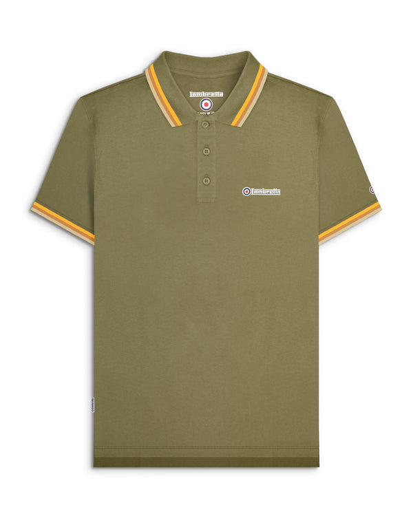 lambretta Triple Tipped Polo Khaki