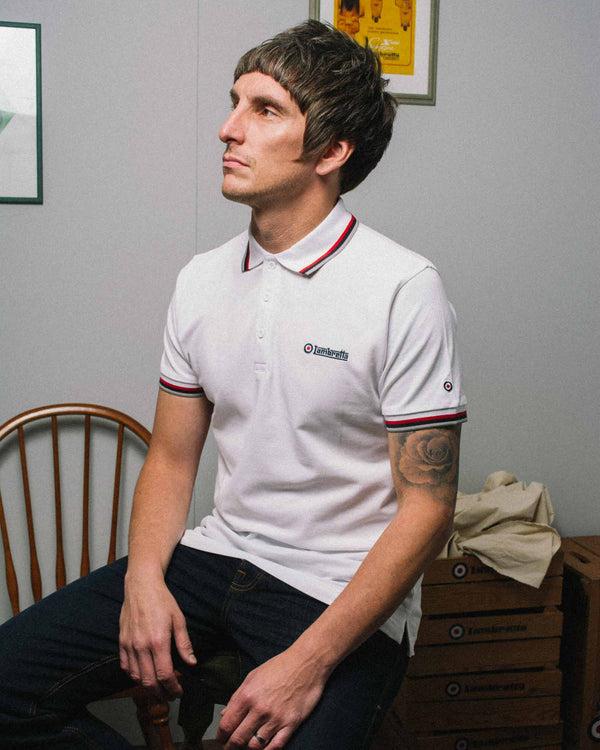 Lambretta Triple Tipped Polo White/Red/Navy/Grey