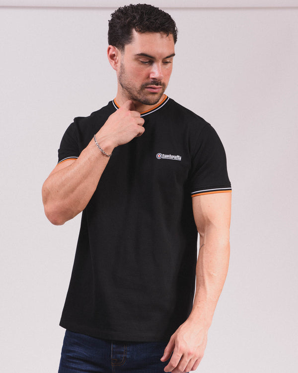 Lambretta Twin Tipped Pique Tee Black