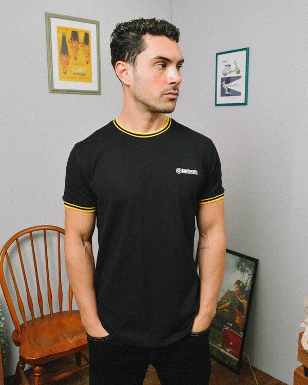 Lambretta Twin Tipped Pique Tee Black/Gold