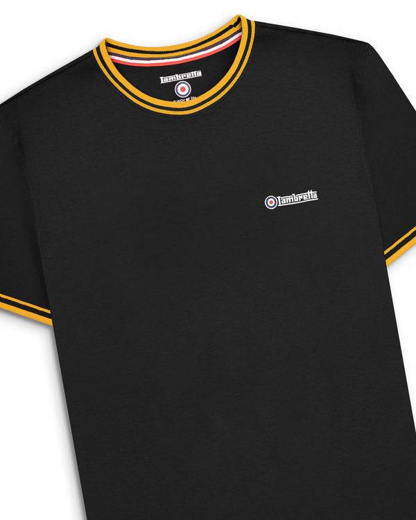 Lambretta Twin Tipped Pique Tee Black/Gold