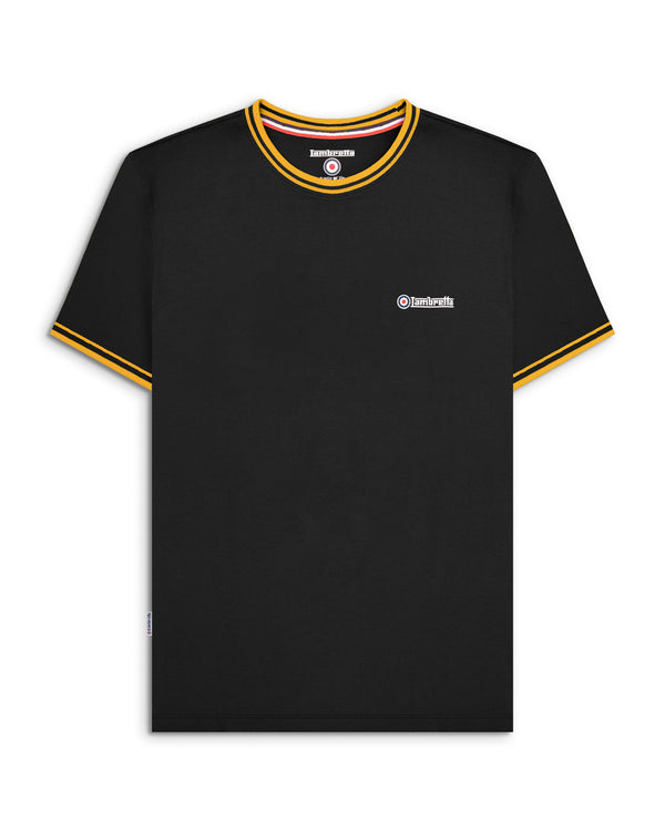 lambretta Twin Tipped Pique Tee Black/Gold