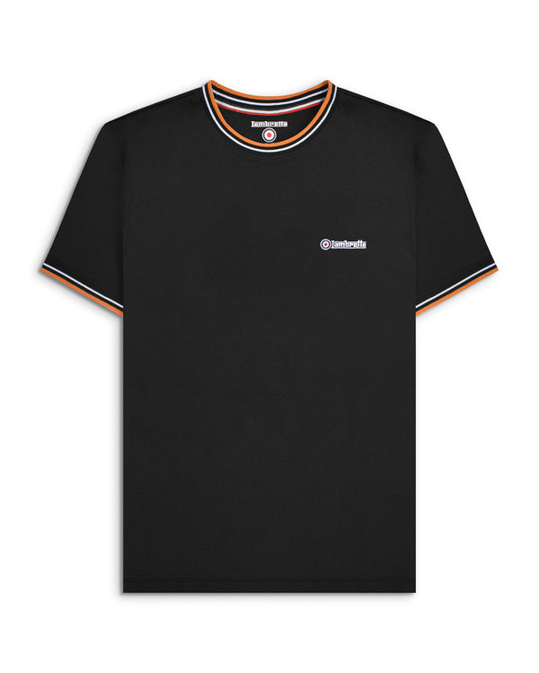 lambretta Twin Tipped Pique Tee Black
