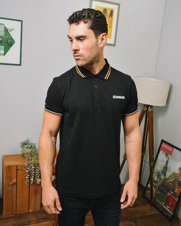Lambretta Twin Tipped Polo Black / White / Marmalade