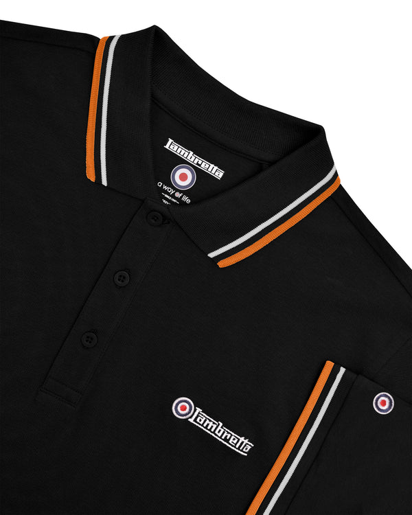 Lambretta Twin Tipped Polo Black / White / Marmalade