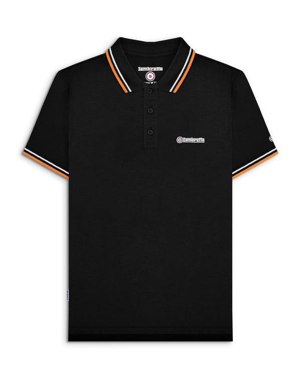 lambretta Twin Tipped Polo Black / White / Marmalade