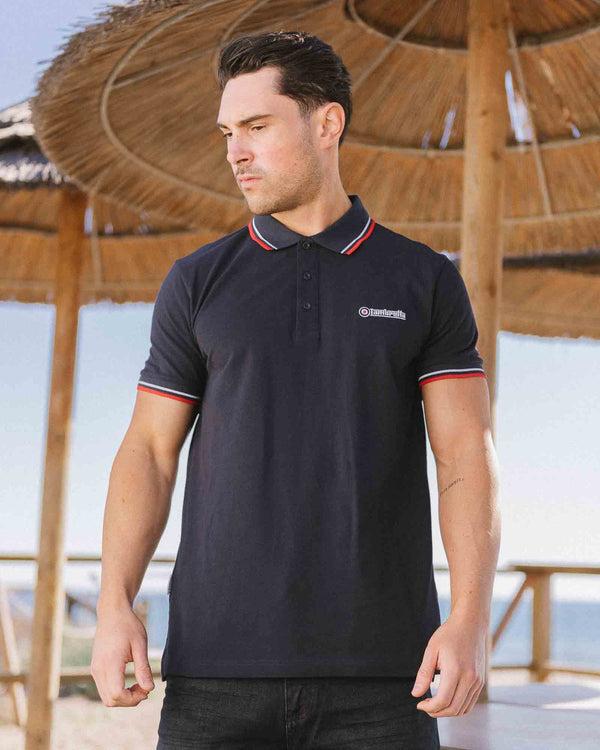 Lambretta Twin Tipped Polo Dark Navy/White/Red