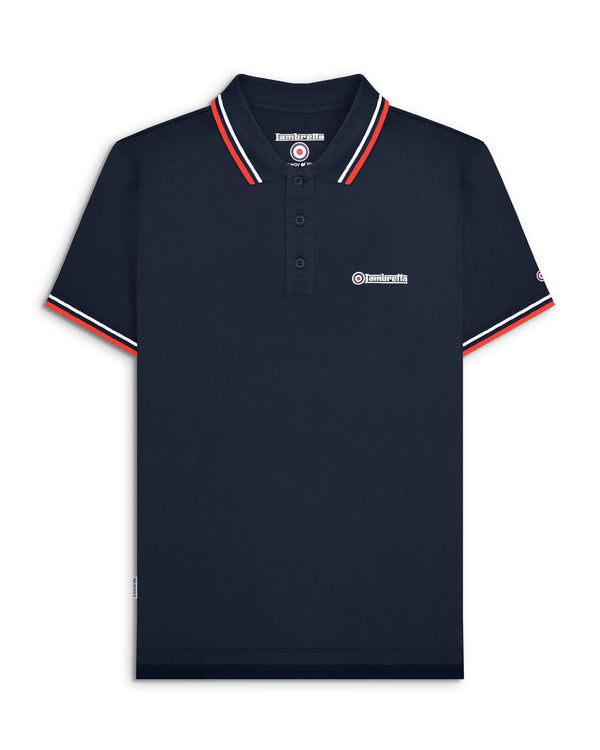 lambretta Twin Tipped Polo Dark Navy/White/Red