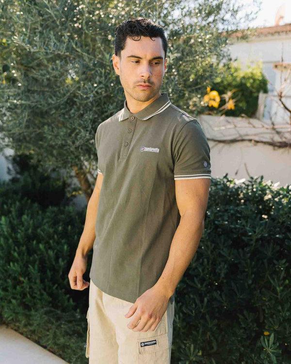 Lambretta Twin Tipped Polo Khaki/Oatmeal