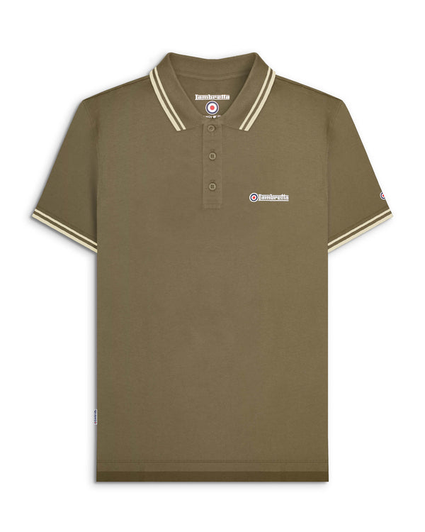 lambretta Twin Tipped Polo Khaki/Oatmeal