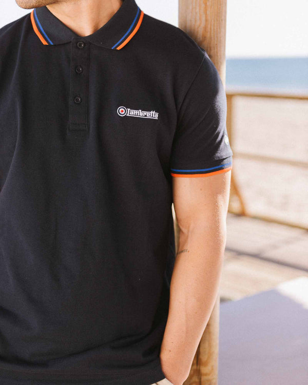 Lambretta Twin Tipped Polo Navy/Blue/Pumpkin