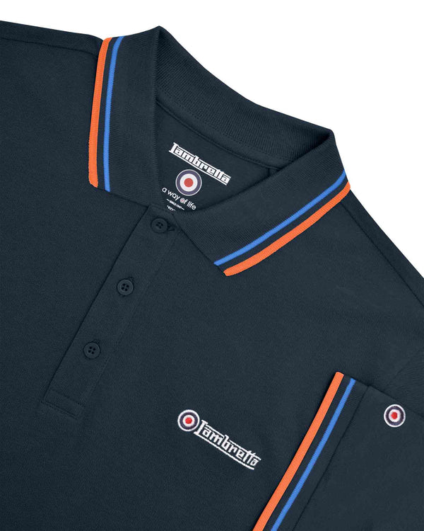 Lambretta Twin Tipped Polo Navy/Blue/Pumpkin