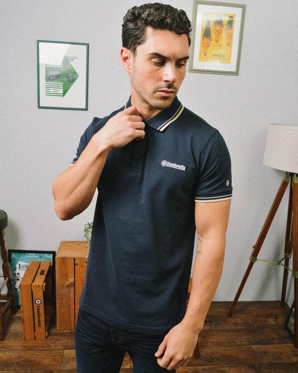 Lambretta Twin Tipped Polo Navy/Cinder/Cream