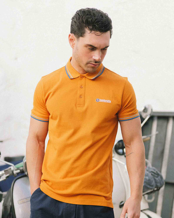 Lambretta Twin Tipped Polo Orange/Sky/Dark Blue