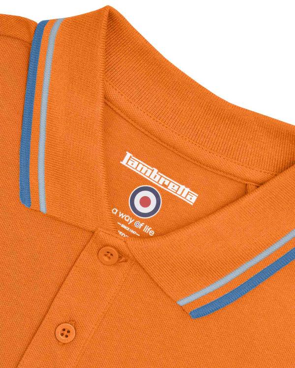 Lambretta Twin Tipped Polo Orange/Sky/Dark Blue