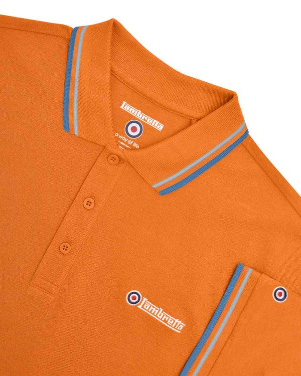 Lambretta Twin Tipped Polo Orange/Sky/Dark Blue