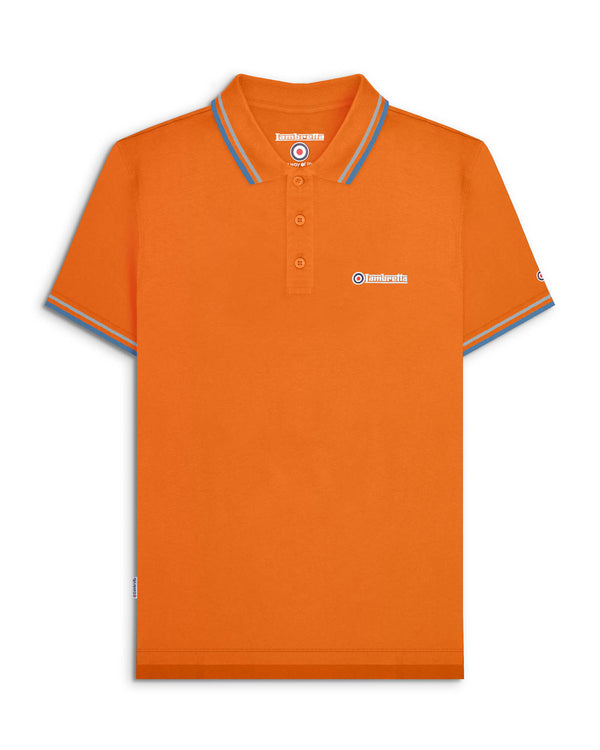 lambretta Twin Tipped Polo Orange/Sky/Dark Blue